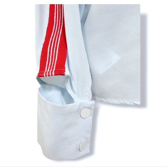 Sandro Lucienne Blue and Red Striped Cutout Top. - Picture 8 of 8